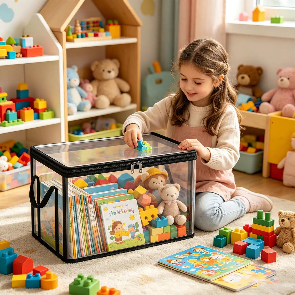 Boîte de Rangement Transparente Empilable en PVC – Grande Capacité