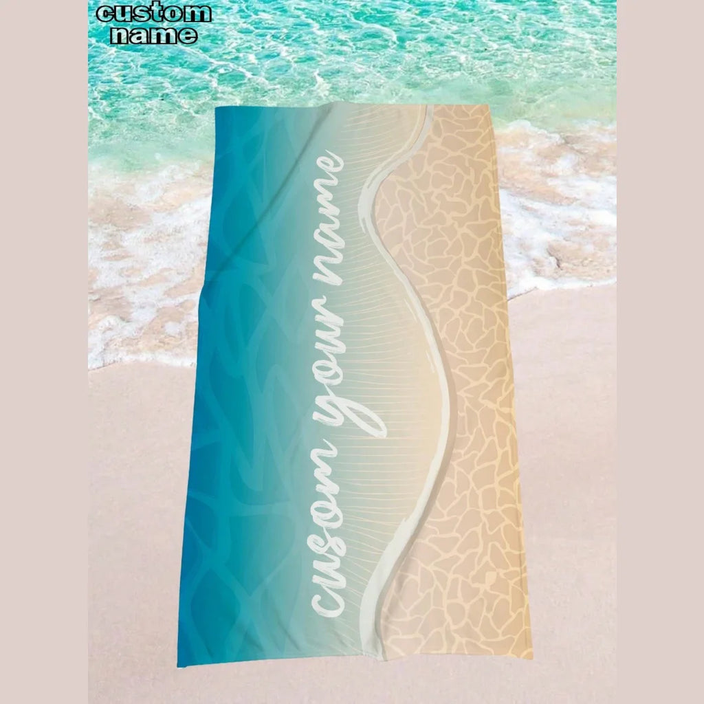 Serviette de Plage Personnalisée avec Prénom — Microfibre Anti-Sable, Cadeau Vacances