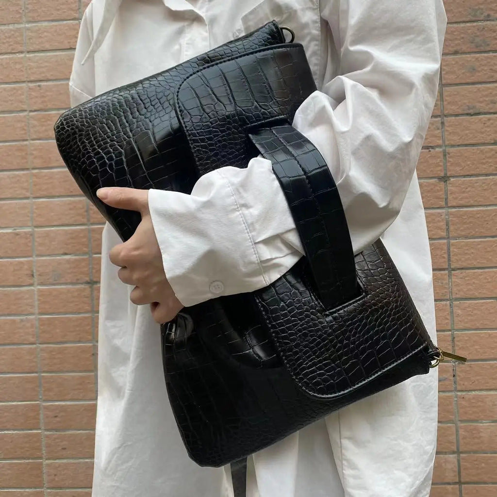 Sac À Main Cuir PU Motif Crocodile Grande Capacité — Sac Bandoulière Femme
