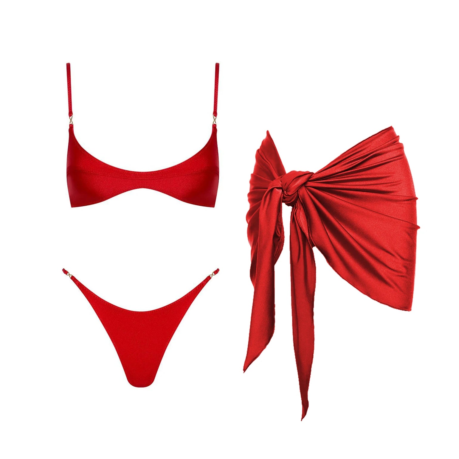 Maillot de Bain Deep V avec Jupe Longue — Ensemble 2 Pièces Femme