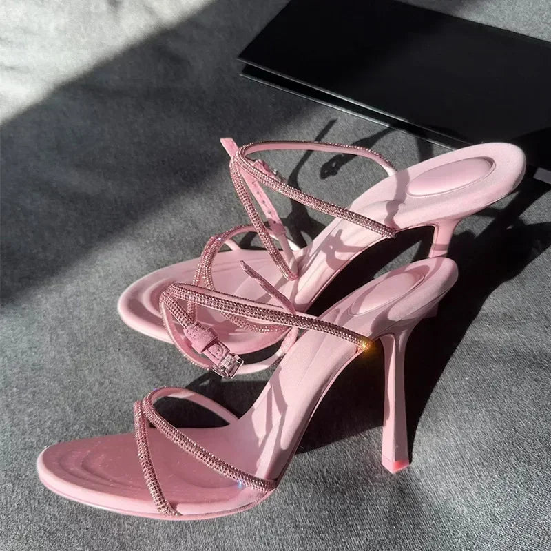 Sandales Talon Fin Sexy Femme 2025 — Bout Ouvert Brides Fines Soirée & Casual