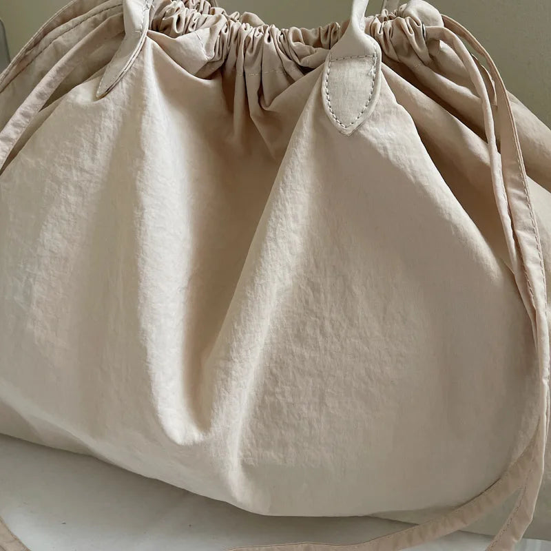 Grand Sac Seau Nylon Cordon — Tote Bag Léger Grande Capacité Femme
