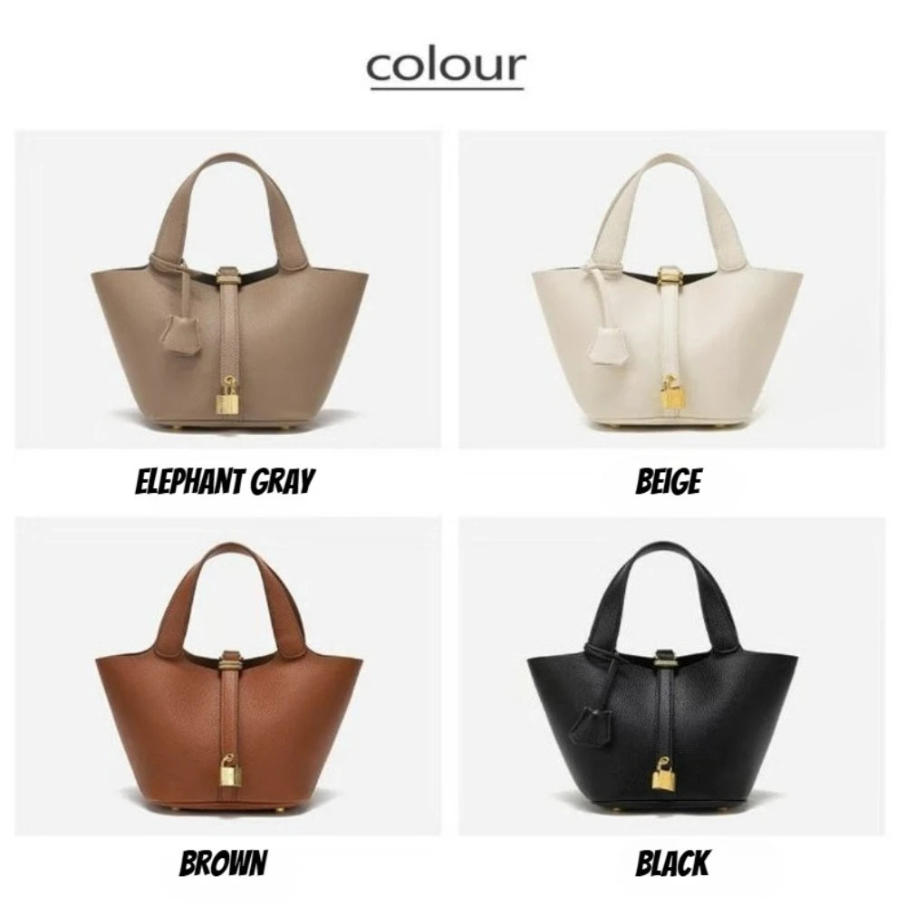 Sac Seau PU Style Panier — Sac À Main Femme Tendance Avec Pochette Intérieure