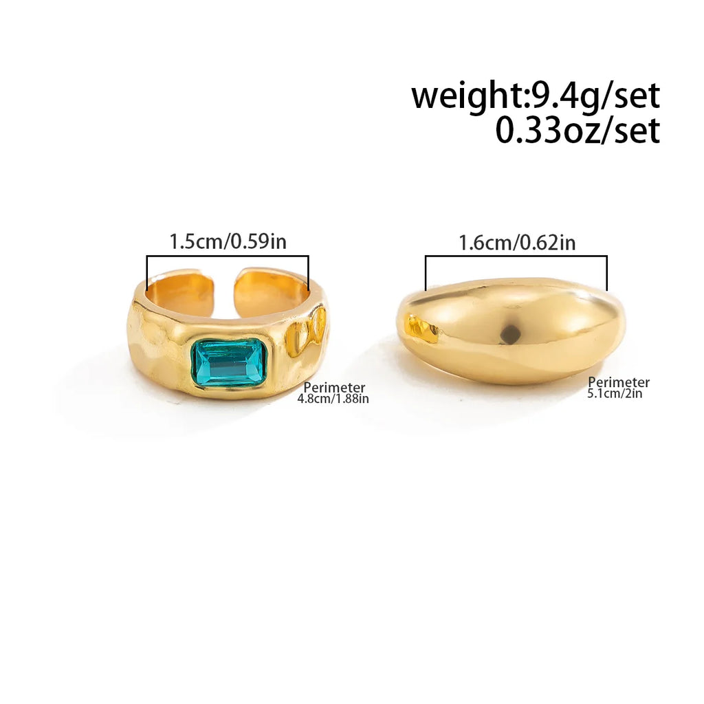 Set 2 Bagues d'Orteil Zircon Carré Ajustables — Bijou Plage Style Punk