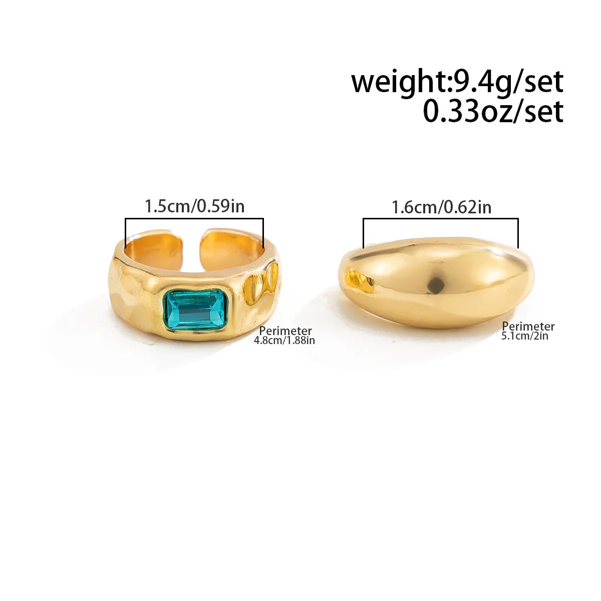 Set 2 Bagues d'Orteil Zircon Carré Ajustables — Bijou Plage Style Punk