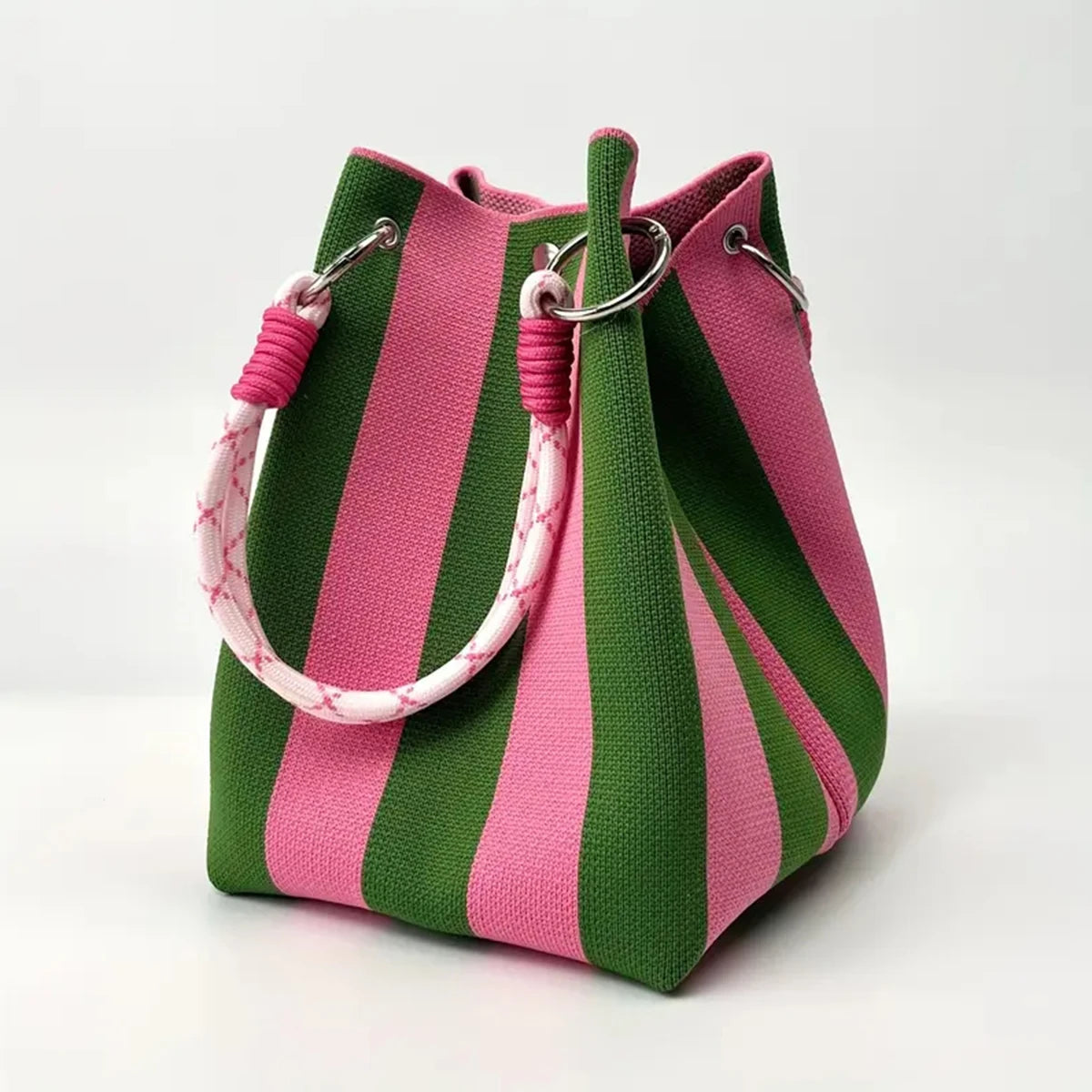 Sac Seau Tricoté Color Block Rétro Multicolore — Sac À Main Femme Tendance