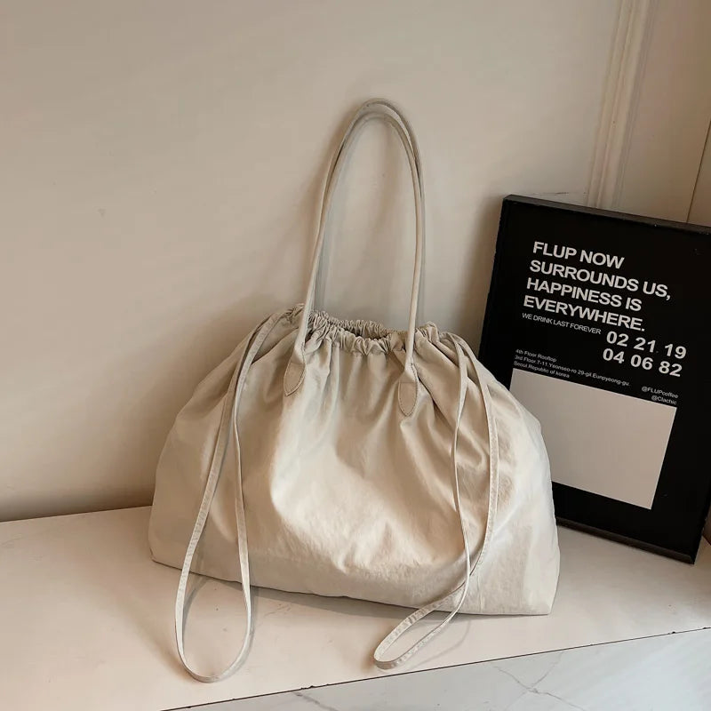 Grand Sac Seau Nylon Cordon — Tote Bag Léger Grande Capacité Femme