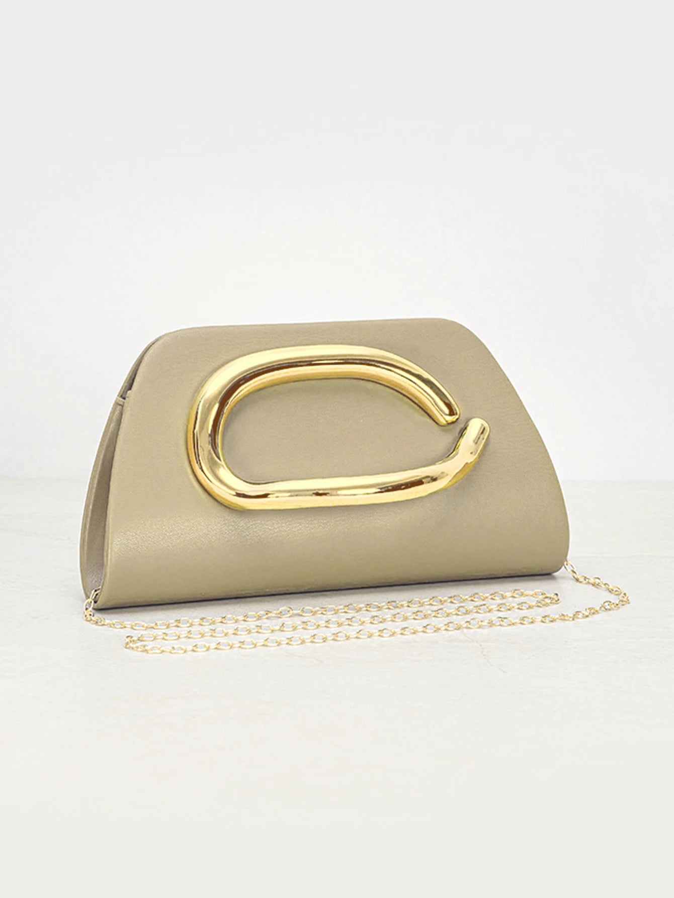Pochette Box Boucle Métal Dorée — Clutch Soirée Chaîne Femme Luxe