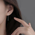 Boucles d'Oreilles Pendantes Zircon Cristal — Ear Line Rose Gold Femme