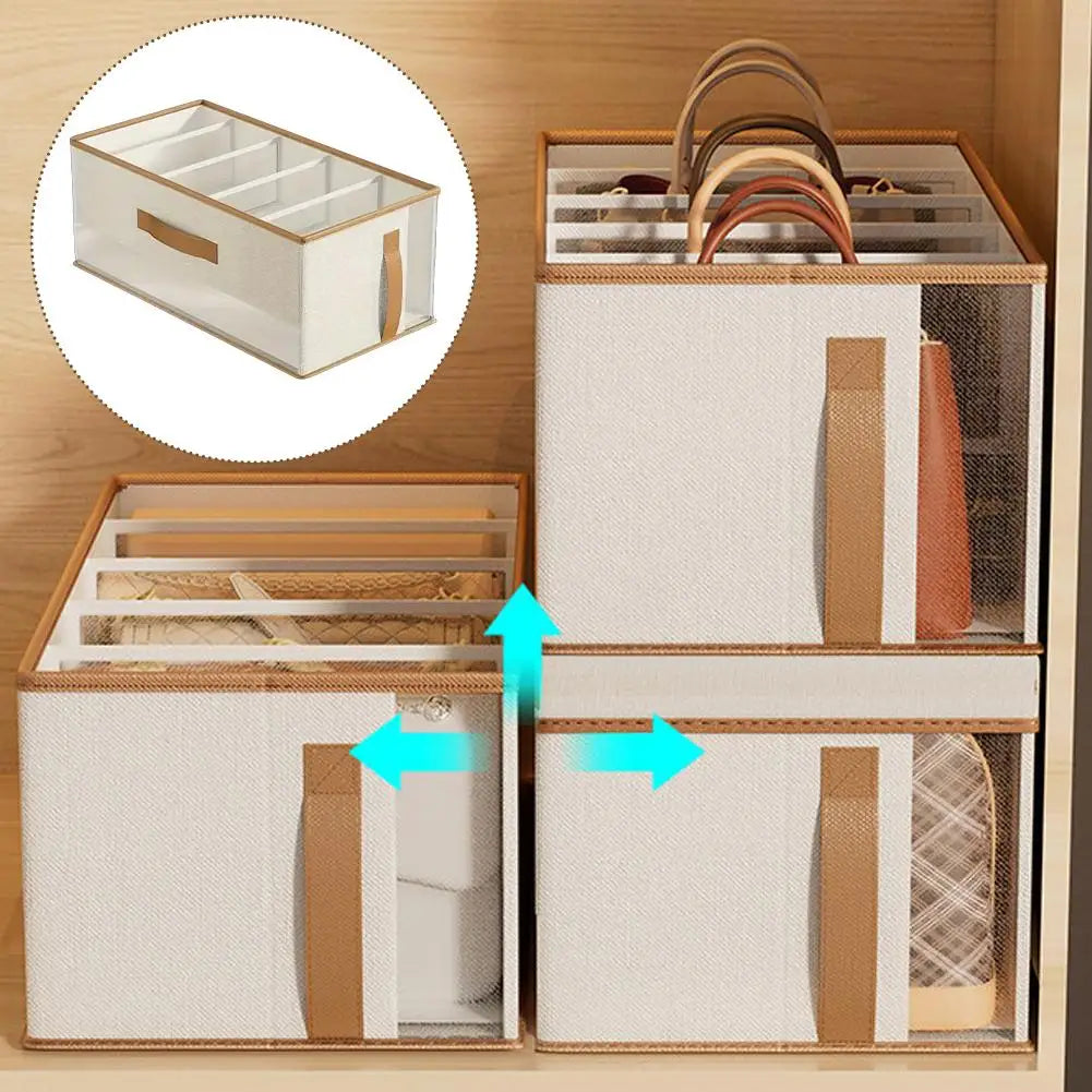 Bac Rangement Sacs 5 Compartiments Pliable Fenêtre Mesh — Diviseur Armoire Blanc