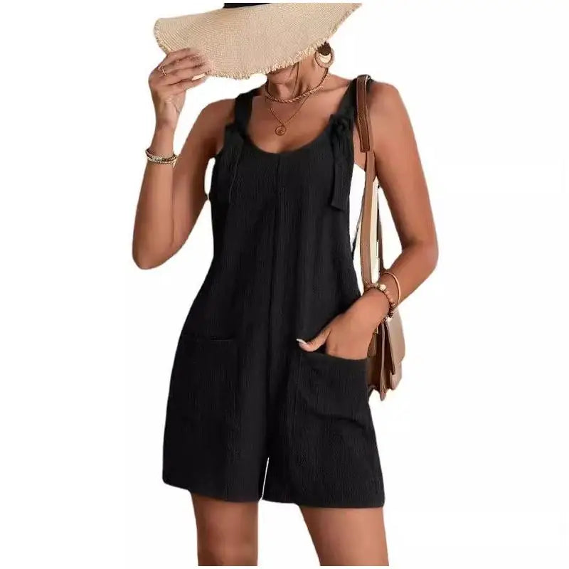 Combinaison Femme Jambes Larges — Bretelles Réglables, Sans Manches, Double Poche