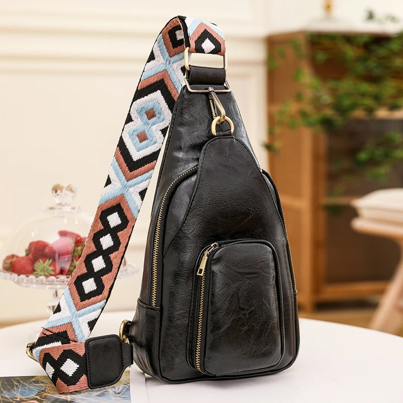 Sac Bandoulière Cuir PU — Sac Poitrine Imperméable Femme Casual