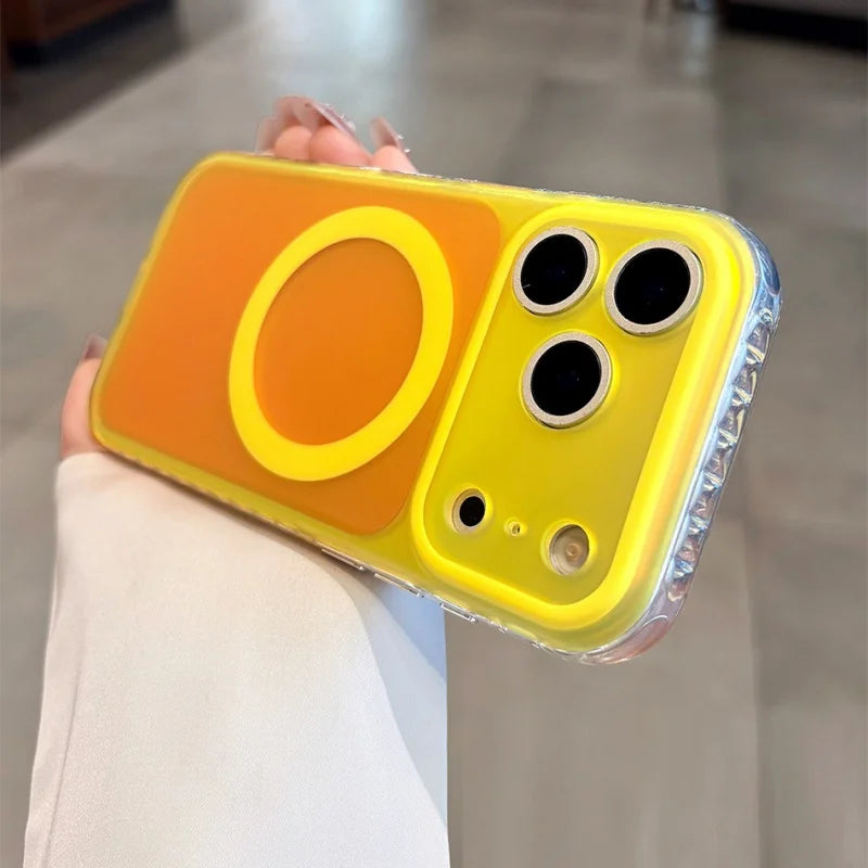Coque Aurora Laser Gradient MagSafe — iPhone 15 à 17 Pro Max, Candy Color, Chargement Sans Fil