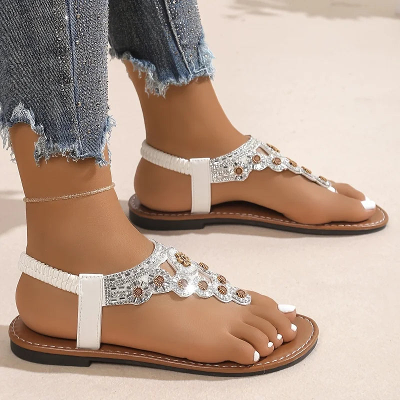 Sandales Romaines Bohème Bout Ouvert Découpe Élastique Femme — Plage Été 2026