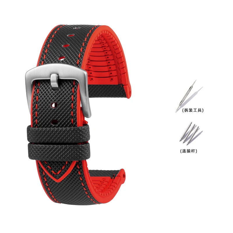 Bracelet de Montre en Caoutchouc – Compatible TAG Heuer F1 / Gulf / Aquaracer / Monaco – 20 à 24mm