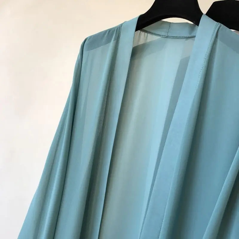 Paréo Cardigan Chiffon Femme — Cover-Up Plage Style Coréen, Anti-UV & Léger