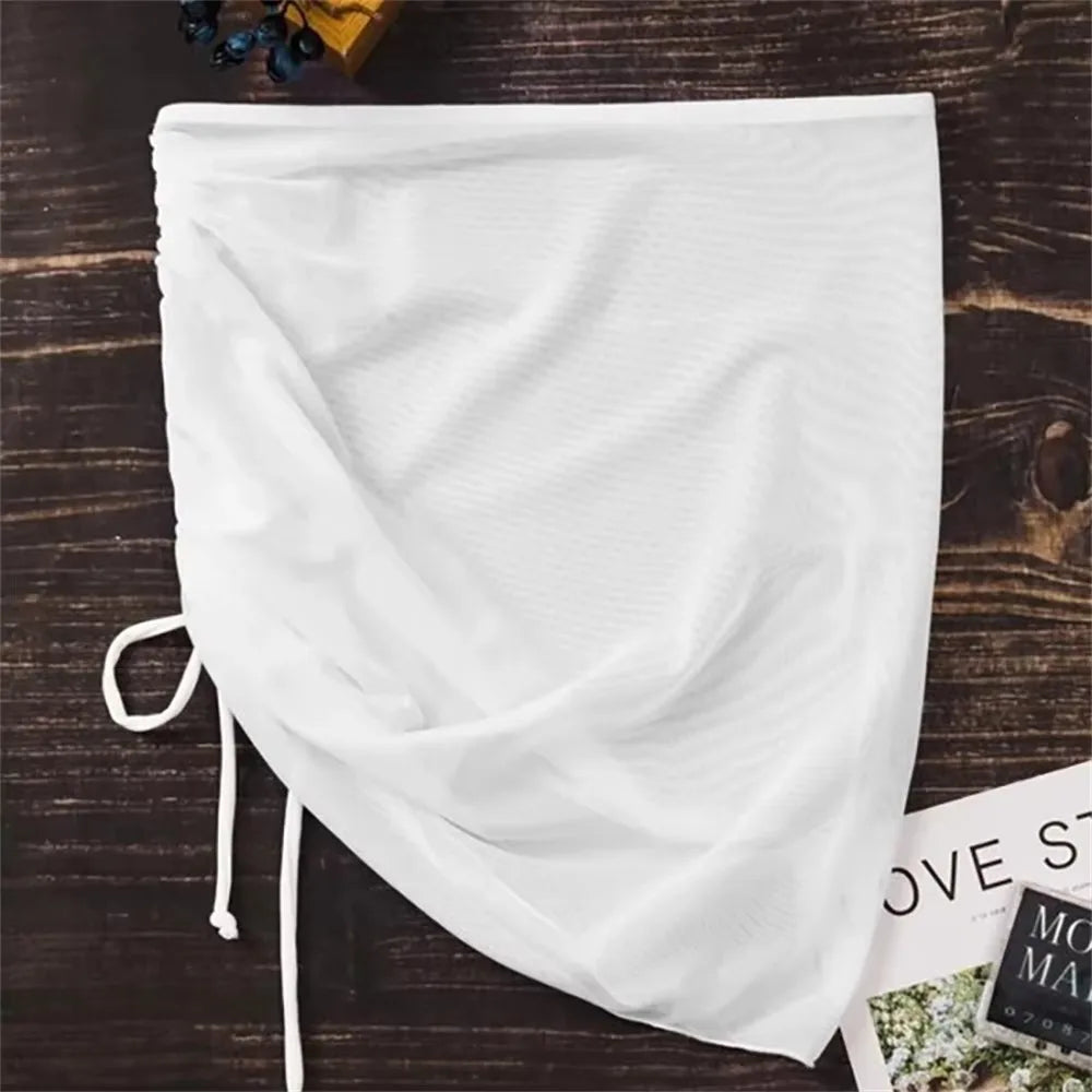Jupe Mesh Transparente À Volants — Jupe de Plage Sexy Femme