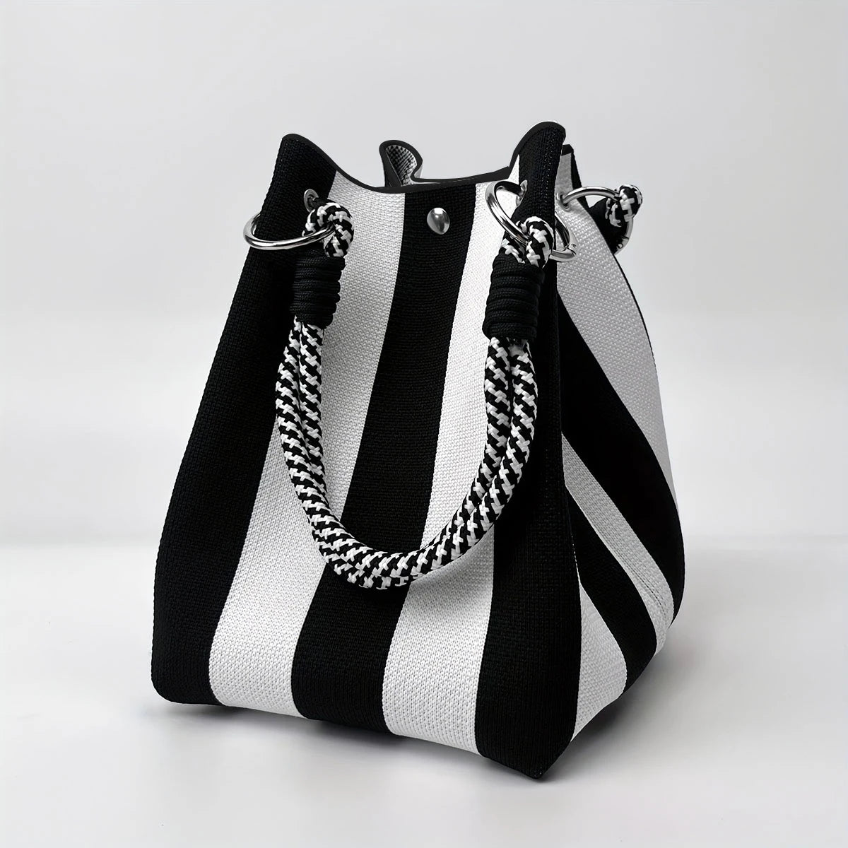Sac Seau Tricoté Color Block Rétro Multicolore — Sac À Main Femme Tendance