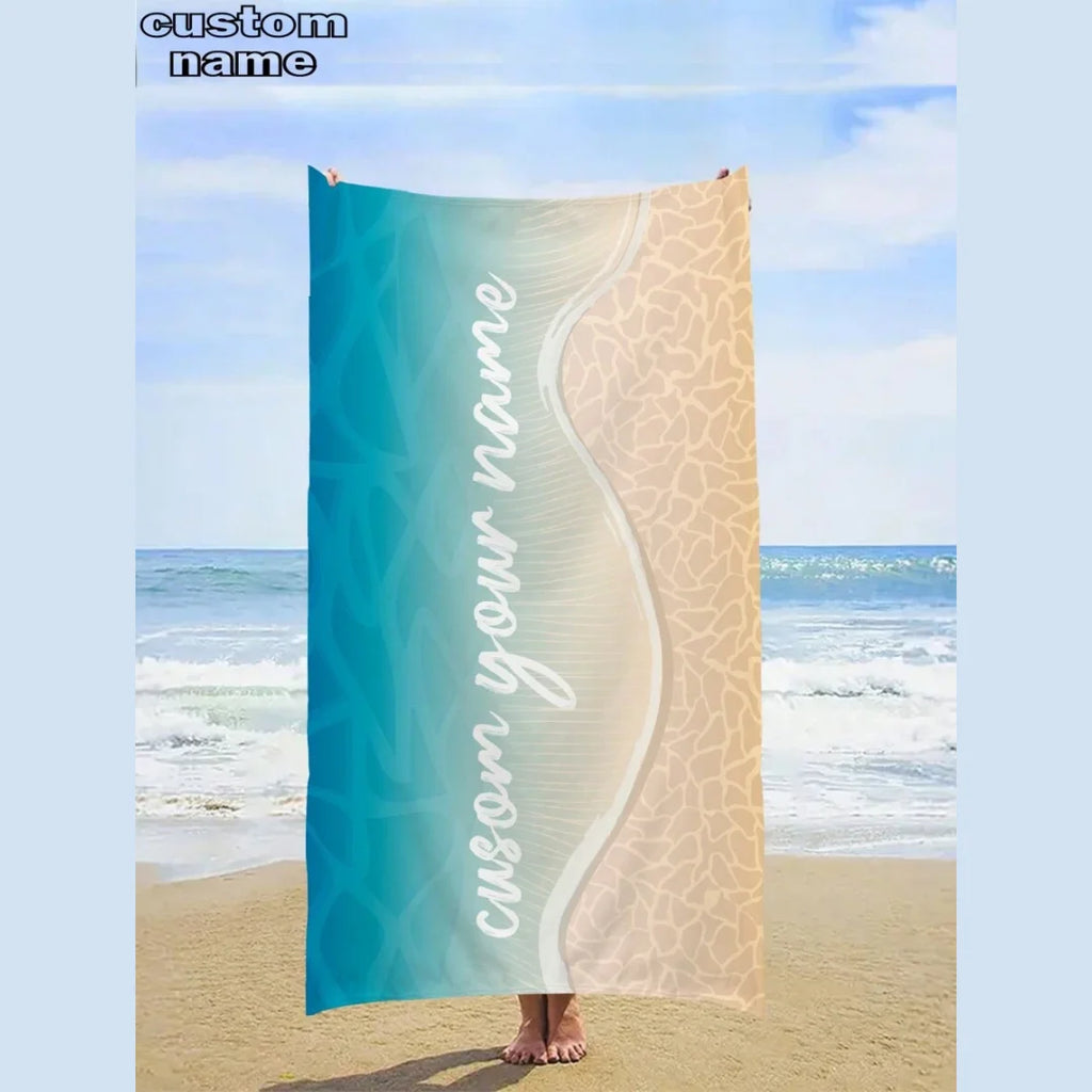 Serviette de Plage Personnalisée avec Prénom — Microfibre Anti-Sable, Cadeau Vacances