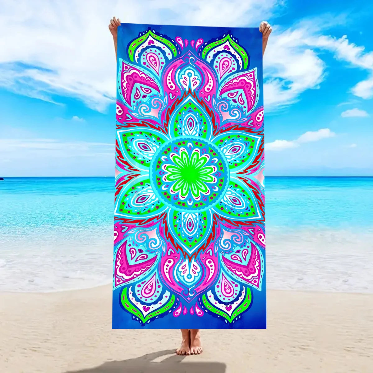 Serviette de Plage Bohème en Microfibre — Séchage Rapide, Multifonction