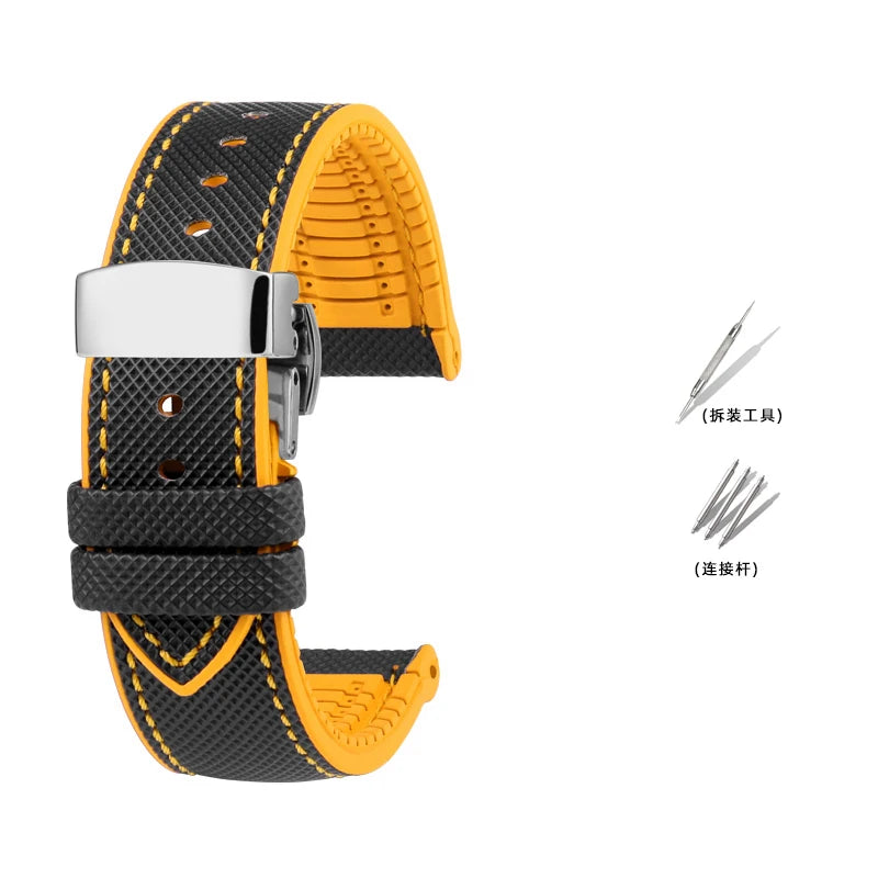 Bracelet de Montre en Caoutchouc – Compatible TAG Heuer F1 / Gulf / Aquaracer / Monaco – 20 à 24mm