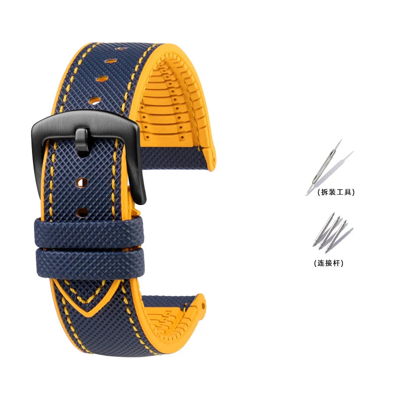 Bracelet de Montre en Caoutchouc – Compatible TAG Heuer F1 / Gulf / Aquaracer / Monaco – 20 à 24mm