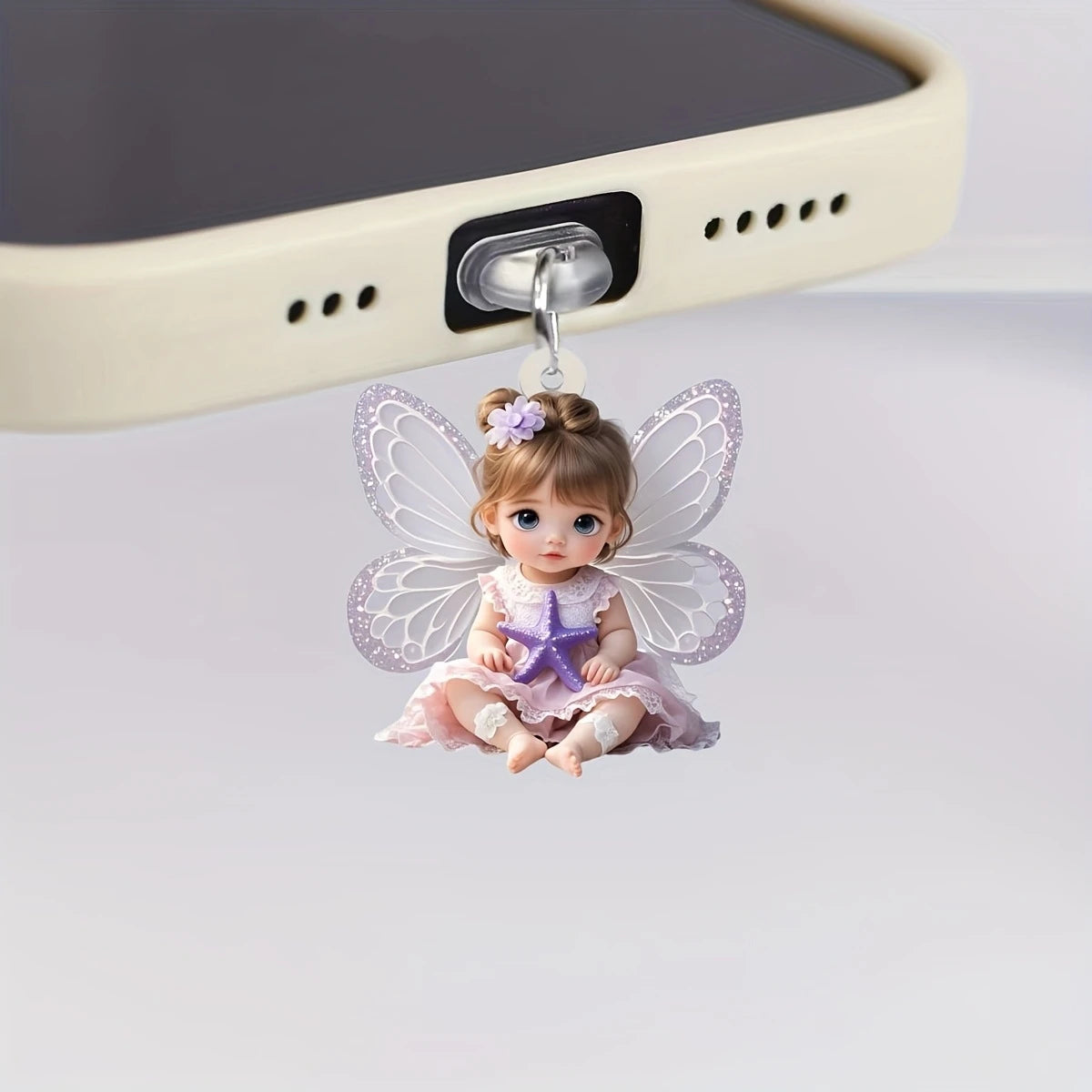 Bouchon Anti-Poussière Décoratif Ange & Papillon – Cache-Port iPhone & USB-C