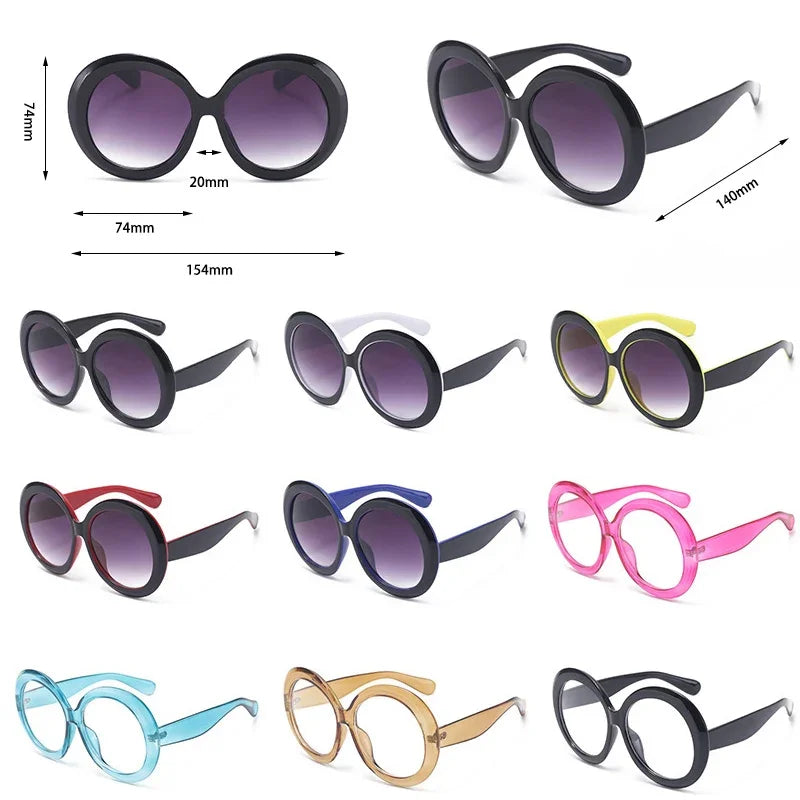 Lunettes de Soleil Rondes Oversize — Grande Monture Acétate, UV400, Style Luxe Unisexe, 9 Coloris