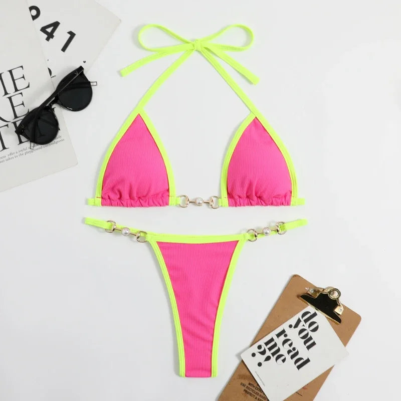 Bikini Deux Pièces Imprimé Aléatoire — Push-Up Femme