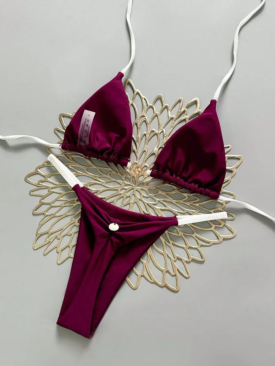 Micro Bikini Push-Up Brésilien 2026 — Thong Solid Femme