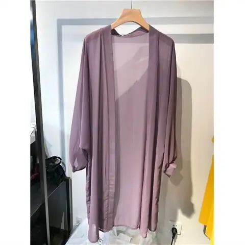 Paréo Cardigan Chiffon Femme — Cover-Up Plage Style Coréen, Anti-UV & Léger