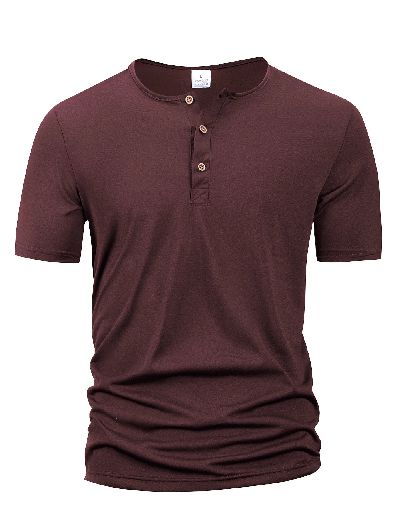 T-Shirt Homme Col Henley Boutonné — Respirant Séchage Rapide