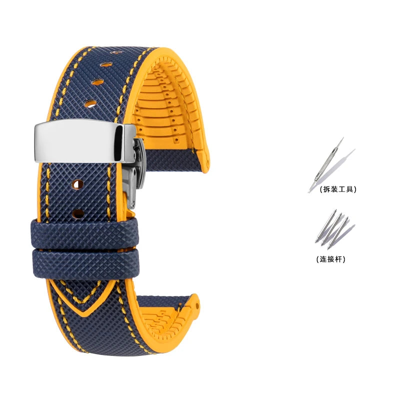 Bracelet de Montre en Caoutchouc – Compatible TAG Heuer F1 / Gulf / Aquaracer / Monaco – 20 à 24mm