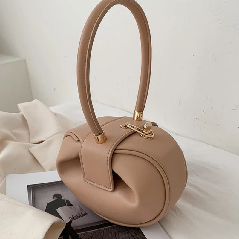 Mini Sac Bowling Sphérique — Sac Hobo Rond Cuir PU Femme Luxe Designer