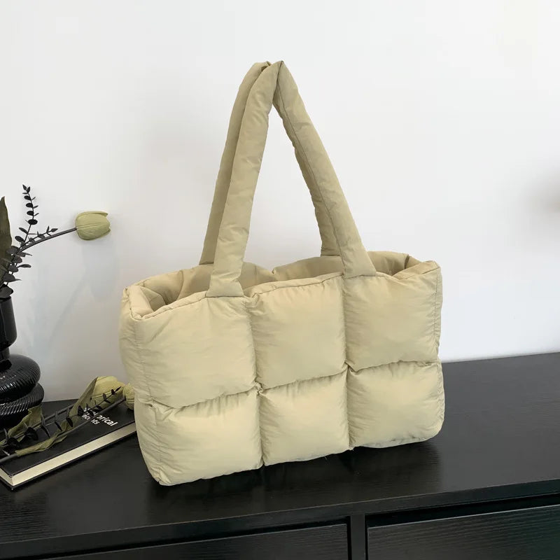 Sac Cabas Matelassé À Carreaux — Sac Épaule Grande Capacité Femme Rétro