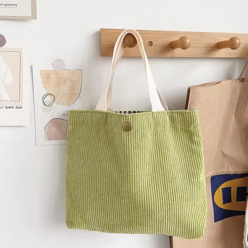 Mini Sac Velours Côtelé — Tote Bag Casual Réutilisable Femme 7 Coloris