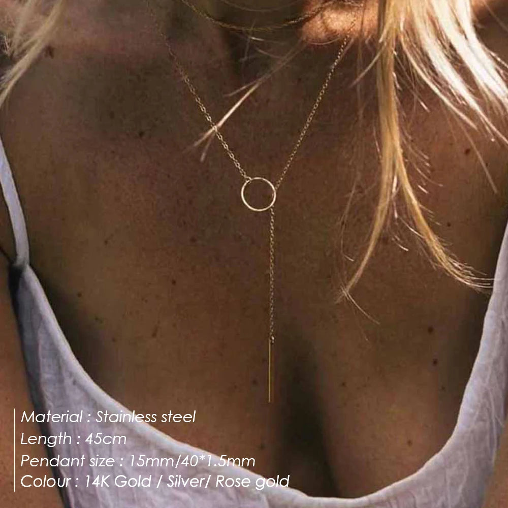 Collier Perle Clavicule Feuille — Chaîne Longue Pendentif Femme Minimaliste