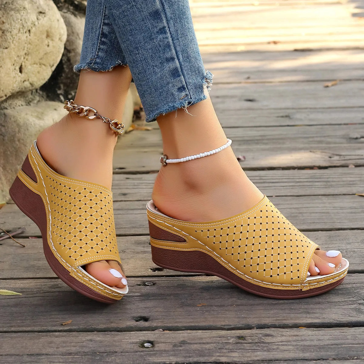 Sandales Femme Été 2025 — Compensées Bohème Plage