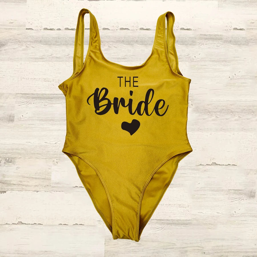 Maillot Une Pièce Team Bride EVJF 2026 — High Cut Dos Nu Femme S-3XL