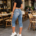 Jean Capri Taille Haute Femme – Coupe Slim Denim Style Rétro