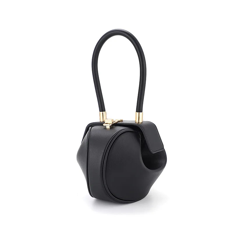 Mini Sac Bowling Sphérique — Sac Hobo Rond Cuir PU Femme Luxe Designer