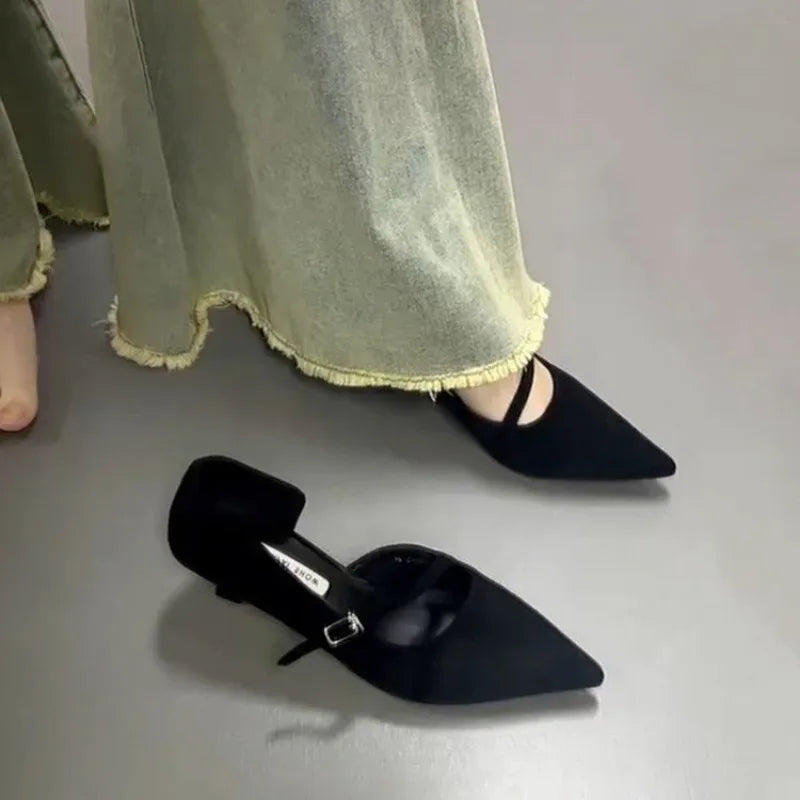 Escarpins Rétro Bout Pointu Femme — Slip-On Talon Bas Été 2026