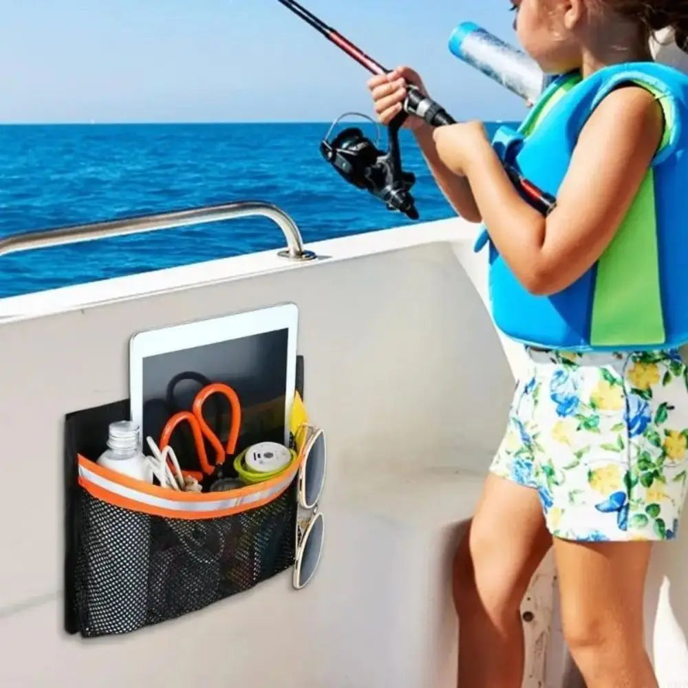 Sac Filet de Rangement pour Bateau — Organiseur Marin avec Bandes Réfléchissantes