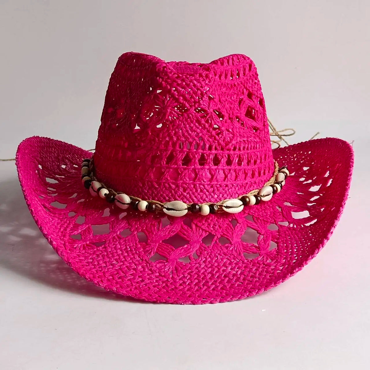 Chapeau de Cowboy Tendance Ajouré — Fait Main en Paille, Style Boho Plage Unisexe