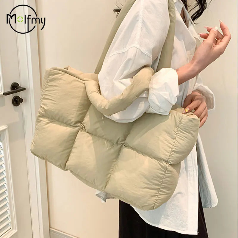 Sac Cabas Matelassé À Carreaux — Sac Épaule Grande Capacité Femme Rétro