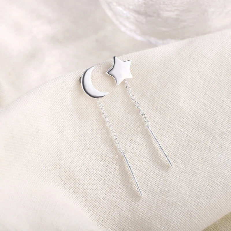 Boucles d'Oreilles Pendantes Zircon Cristal — Ear Line Rose Gold Femme