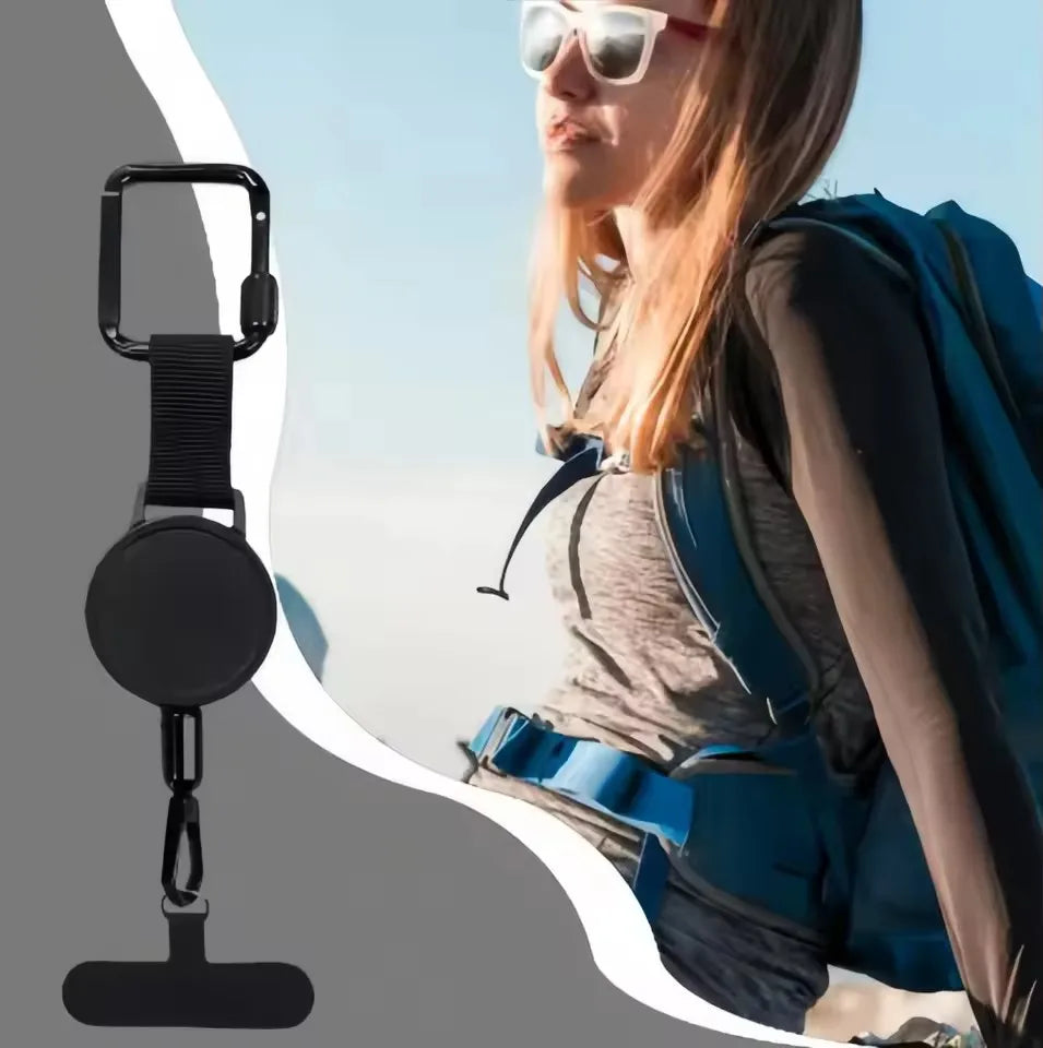 Support Antivol Rétractable pour Téléphone — Cordon de Sécurité avec Mousqueton