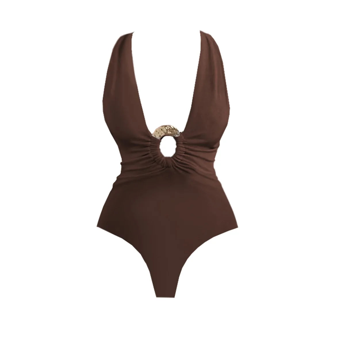 Maillot de Bain Deep V avec Jupe Longue — Ensemble 2 Pièces Femme