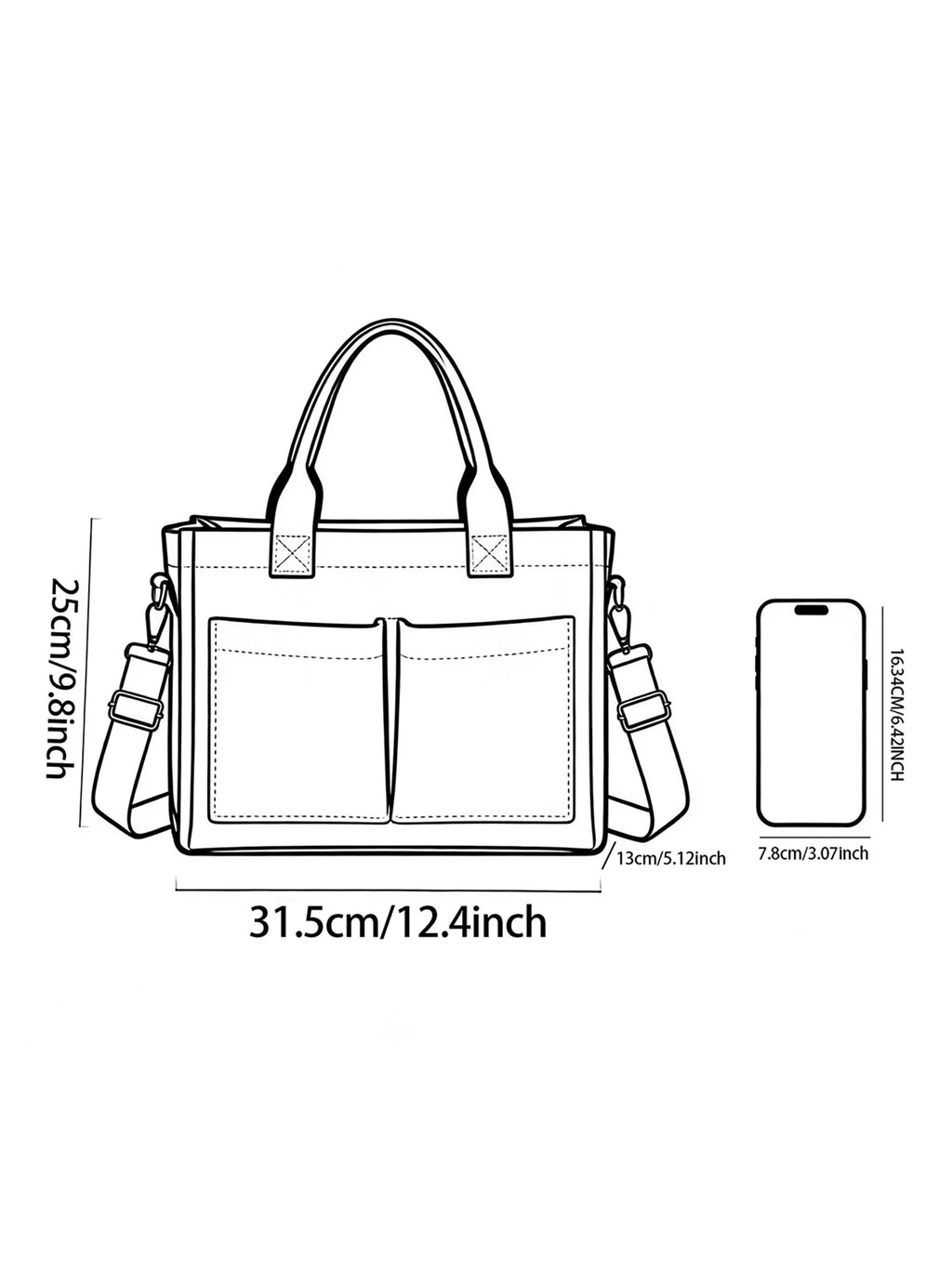Tote Bag Velours Côtelé Motif Cerise & Nœud — Sac Cabas Grande Capacité Femme
