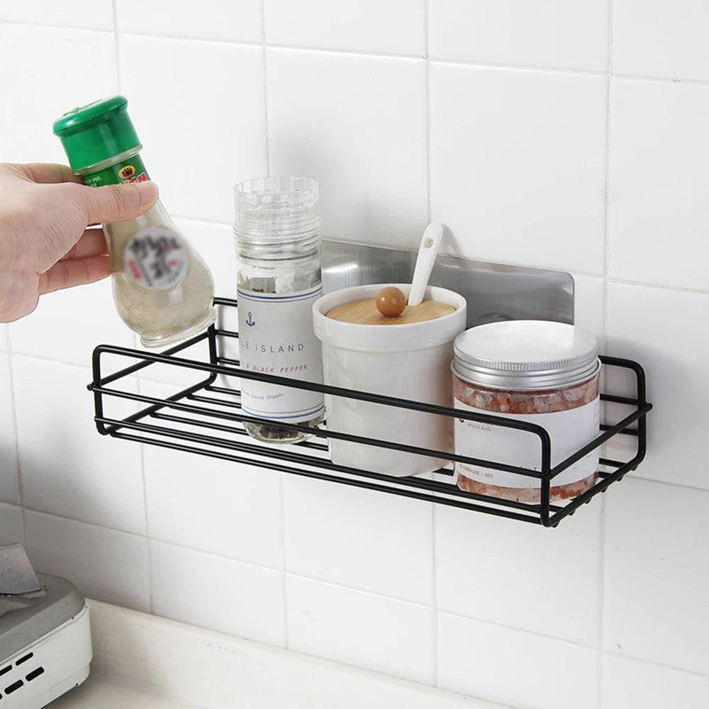 Étagère d'Angle Salle de Bain & Cuisine – En Fer, Sans Perçage